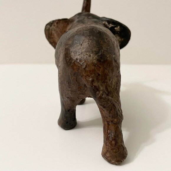 Vintage Elephant Trunk Up Metal Figurine 6 Inch Long Figure Flaws - Picture 12 of 16